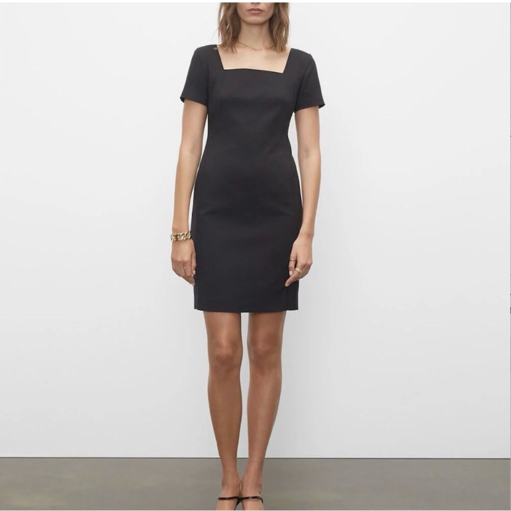 NWT Club Monaco Fitted Square Neck Robe Black dress Size 4